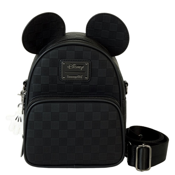 NWT Loungefly Black Disney Checkered Backpack - Picture 1 of 4